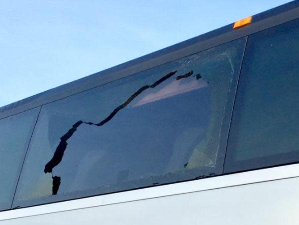 Apple and Google buses taking tech workers to Silicon Valley have been damaged by attackers firing a BB gun: Courtesy of Teamsters Joint Council 7