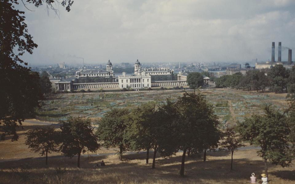 The Old Royal Naval College in Greenwich, South East London, seen from the top of the hill in Greenwich Park, circa 1965. (Photo by Raymond Kleboe Collection/Getty Images)  - Getty