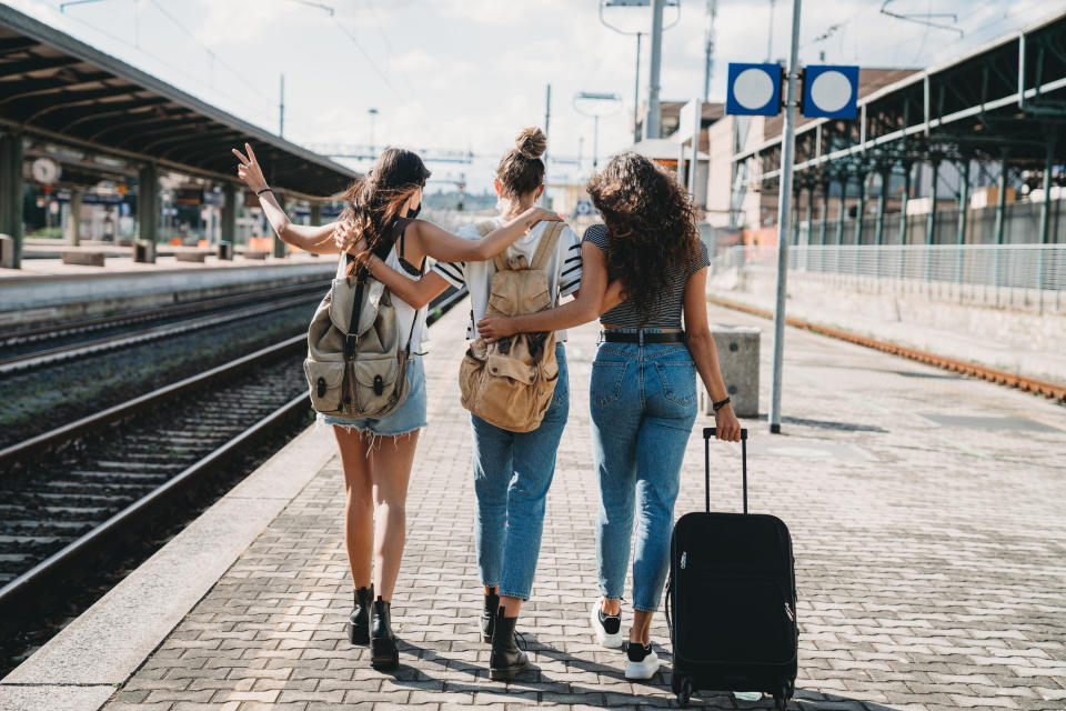 Three friends enjoying a trip together