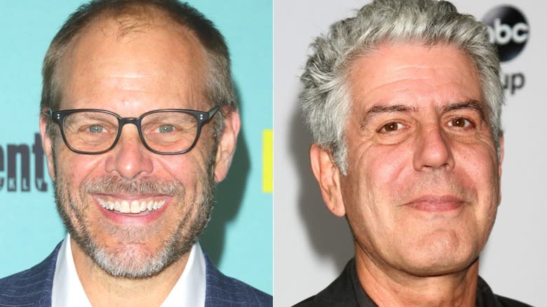 Alton Brown and Anthony Bourdain at red carpet events