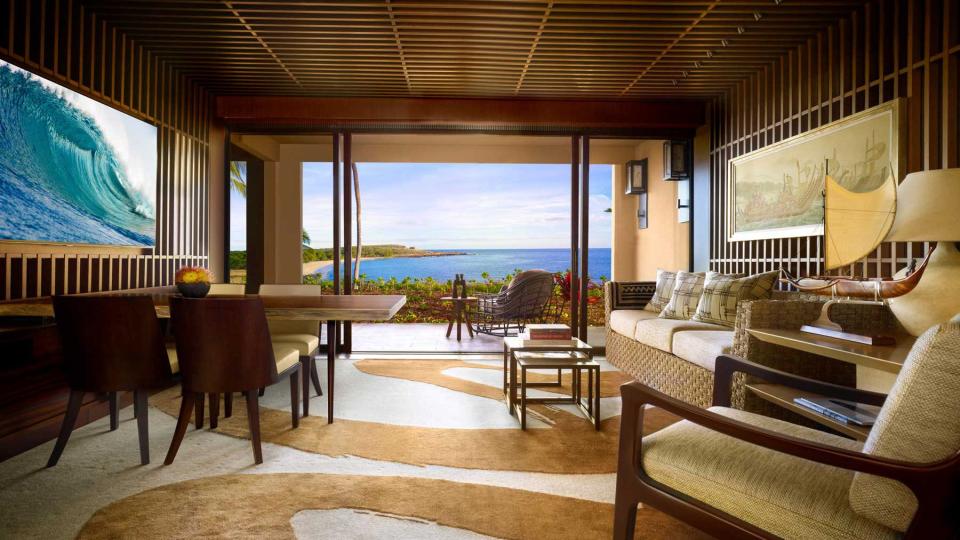 View from a guest room at the Four Seasons Resort Lanai, voted one of the best resorts and hotels in Hawaii