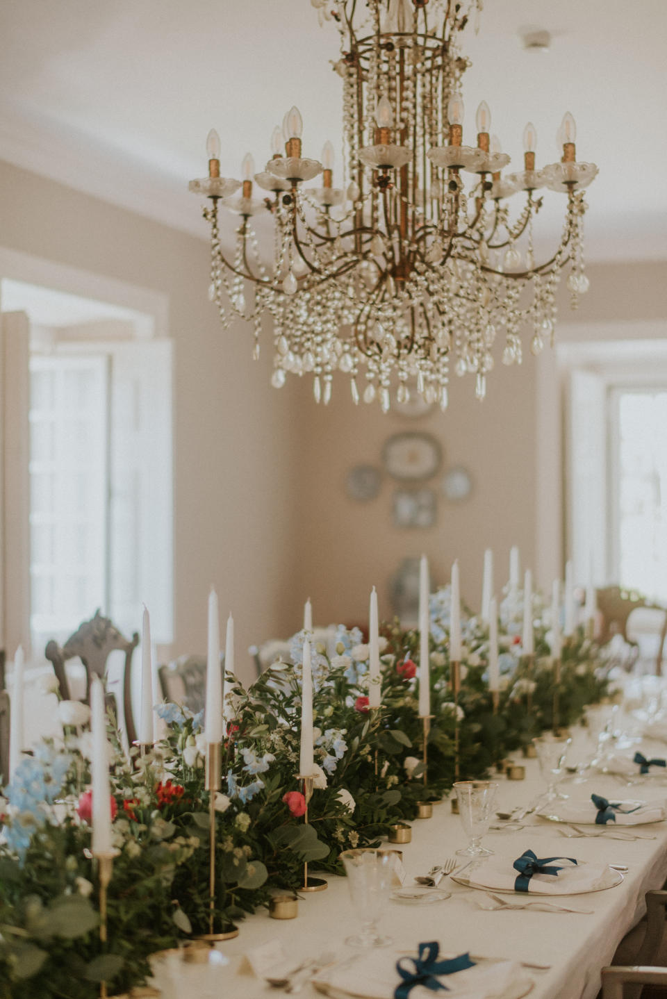 The Bride Wore Feathers for Her Civil Ceremony in London, and a Dress Embroidered With Peonies to Her Micro-Wedding in Portugal