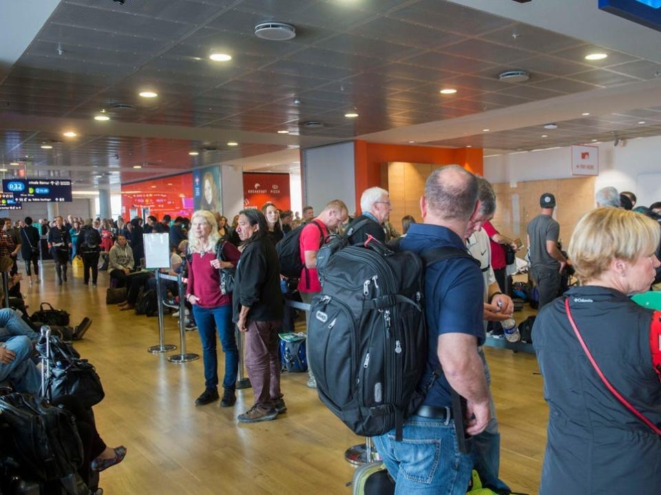 Travelers at Reykjavík Airport