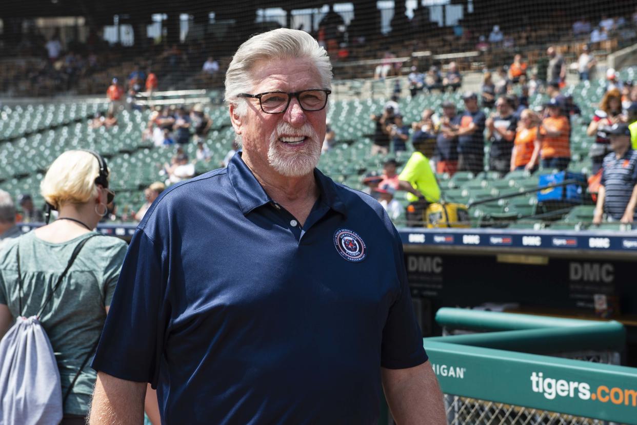 Jun 29, 2019; Detroit, MI, USA; 1984 Detroit Tigers member, Jack Morris on the field prior to the game between the Washington Nationals and the Detroit Tigers at Comerica Park. Mandatory Credit: Gregory J. Fisher-USA TODAY Sports