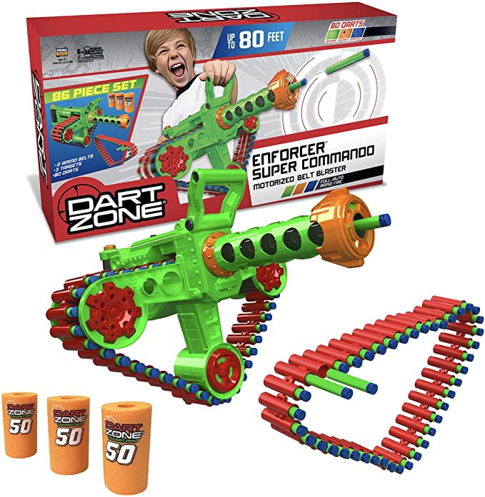 dart zone enforcer super commando toy automatic gun, automatic nerf gun