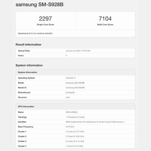 Galaxy S24 series benchmarks