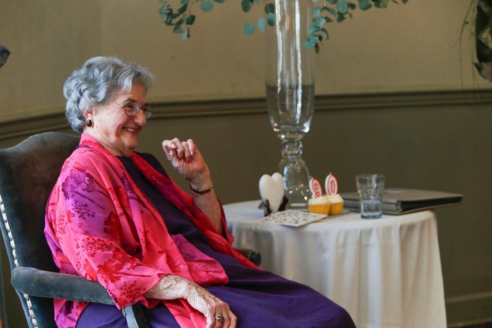 Mary Allen Jolley enjoys her 90th birthday celebration on Aug. 26, 2018, in Tuscaloosa.