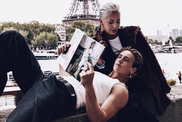 <p>Ren Saliba</p> Kareen Muhl and Ollie Muhl modeling together in Paris