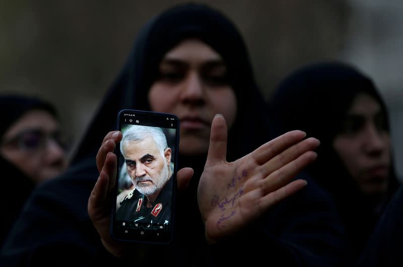 FILE PHOTO: Protest against the killing of Iranian Major-General Soleimani in front of United Nations office in Tehran