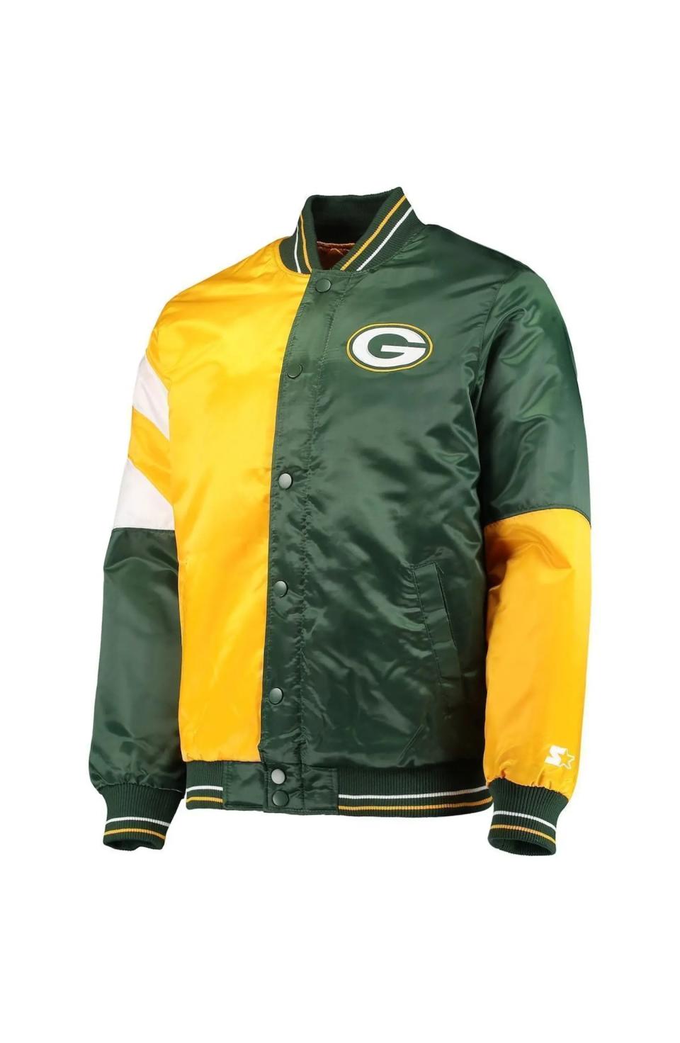 Starter Green Bay Packers Leader Varsity Satin Full-Snap Jacket