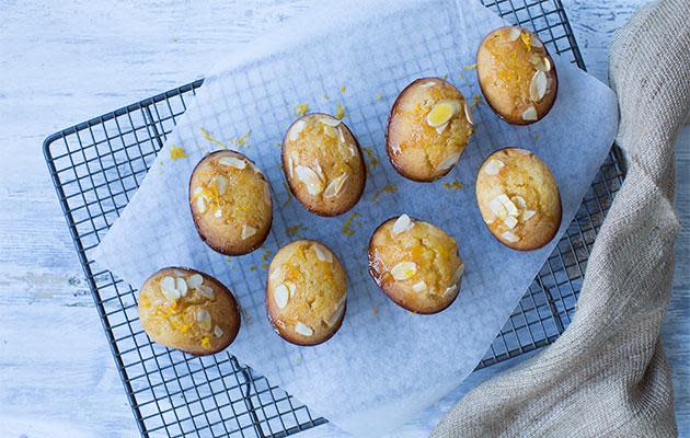 Orange and almond friands with orange syrup