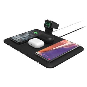 The mophie 4-in-1 wireless charging mat allows users to charge up to four Qi-enabled devices, regardless of brand, in one central location.