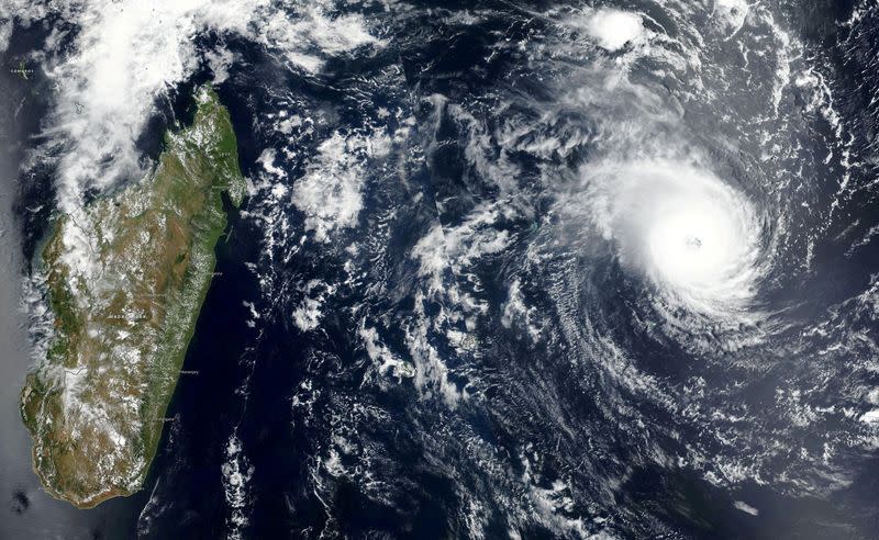 FILE PHOTO: FILE PHOTO: Satellite imagery show Cyclone Freddy approaching Madagascar