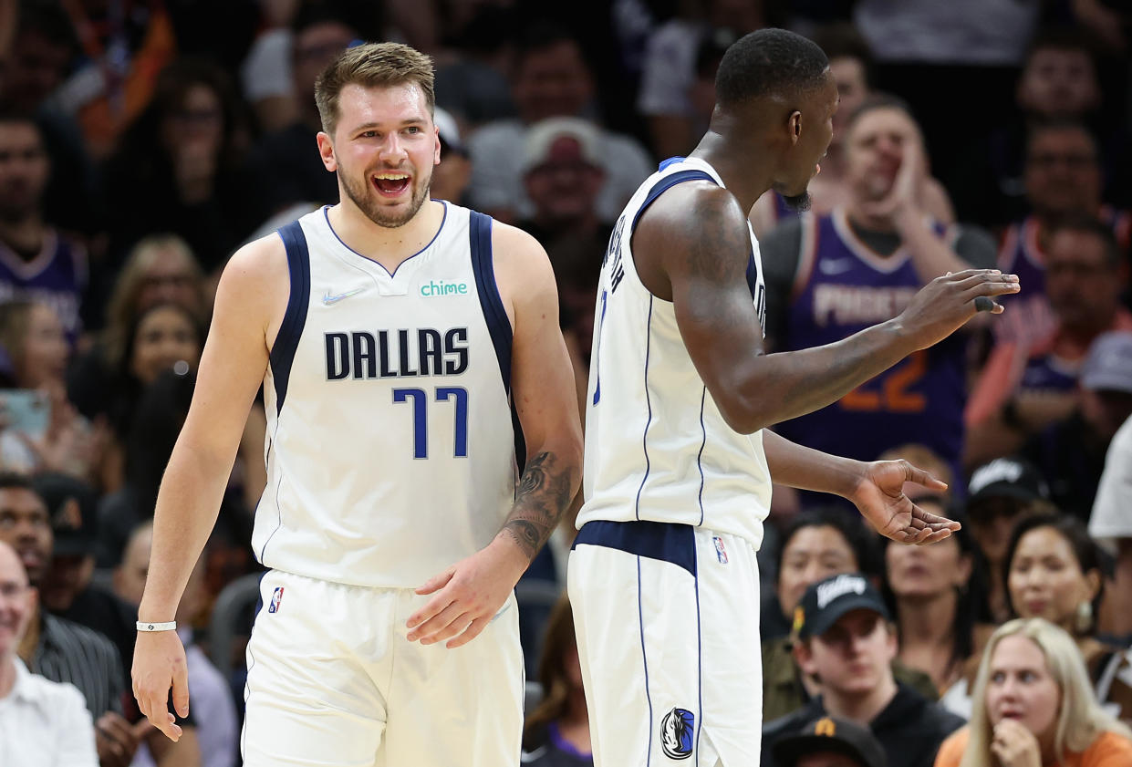 Luka Doncic laughed all the way to the NBA's Western Conference Finals after demolishing the Suns in Phoenix. (Christian Petersen/Getty Images)