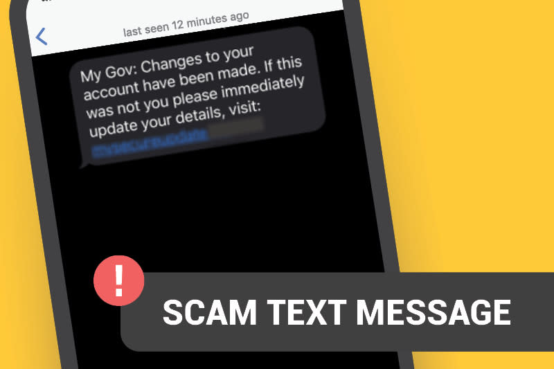 A copy of a scam text being sent to Centrelink and myGov users.