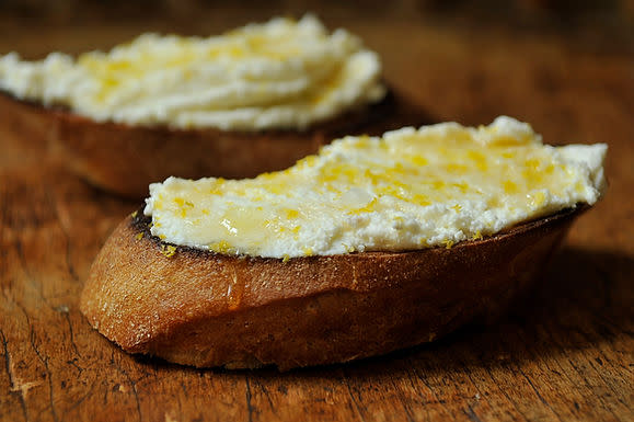 Bruschetta with Ricotta Honey and Lemon Zest