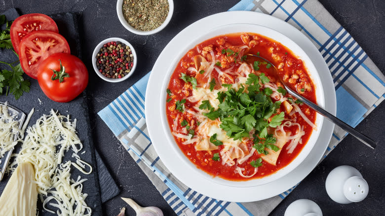 bowl of lasagna soup