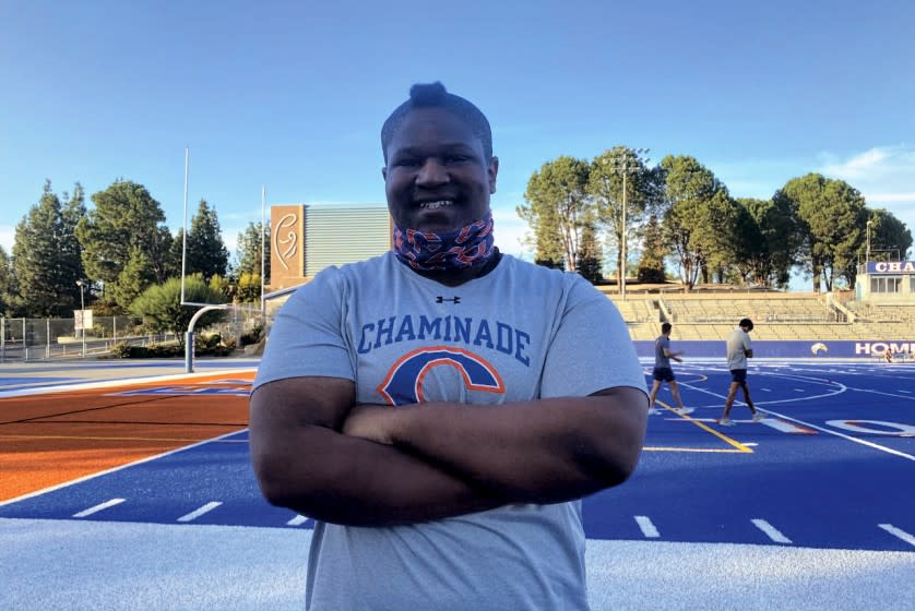 Defensive lineman TJ Ford of Chaminade has been one of many freshmen getting varsity experience during the spring season.