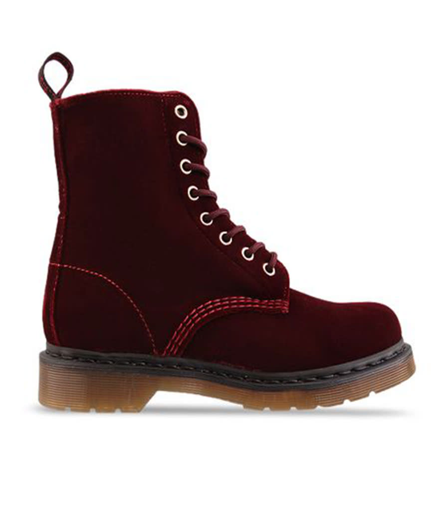 Dr Martens Page Cherry Red Velvet Boots