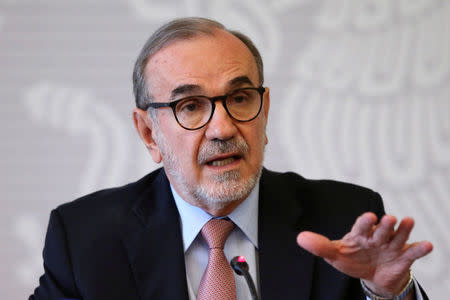 Carlos Manuel Sada Solana, Mexico's Deputy Foreign Minister for North America, speaks during a news conference about the case of Ruben Cardenas Ramirez, a Mexican sentenced to death in the state of Texas, U.S., at the Secretariat of Foreign Affairs (SRE) in Mexico City, Mexico, November 6, 2017. REUTERS/ Edgard Garrido