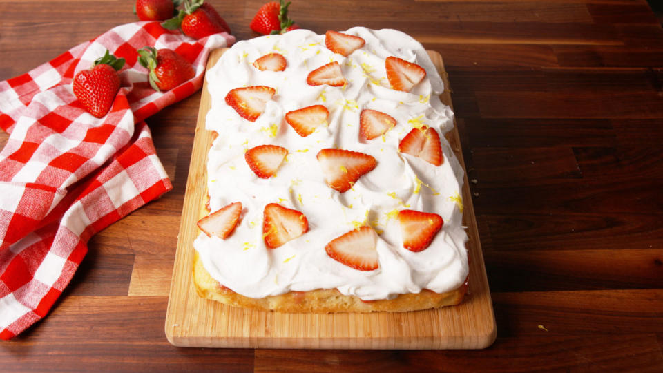Strawberries & Cream Poke Cake Horizontal