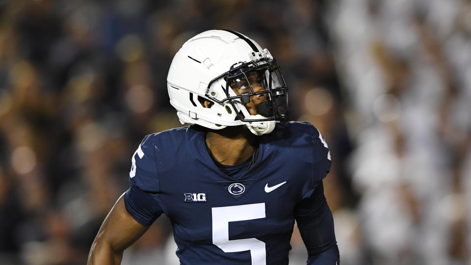 Jahan Dotson has been a star for Penn State this season. (AP Photo/Barry Reeger)