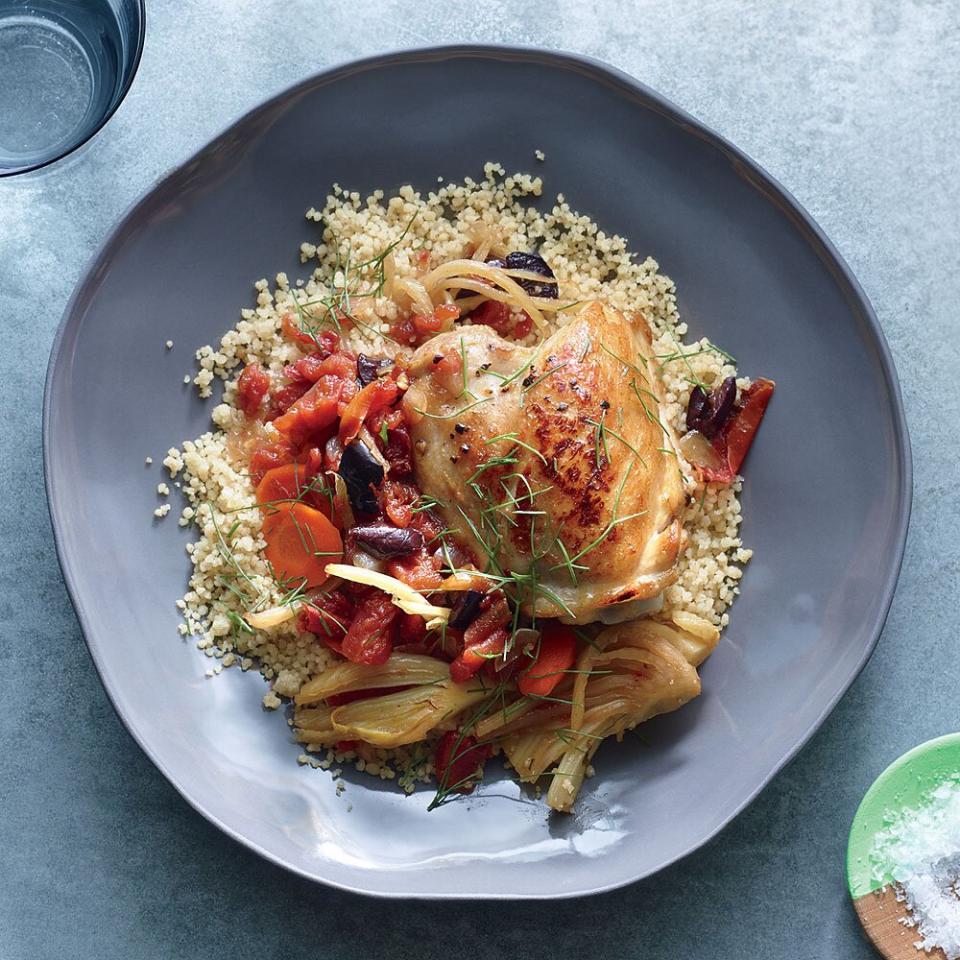 3. Orange and Tomato Simmered Chicken with Couscous