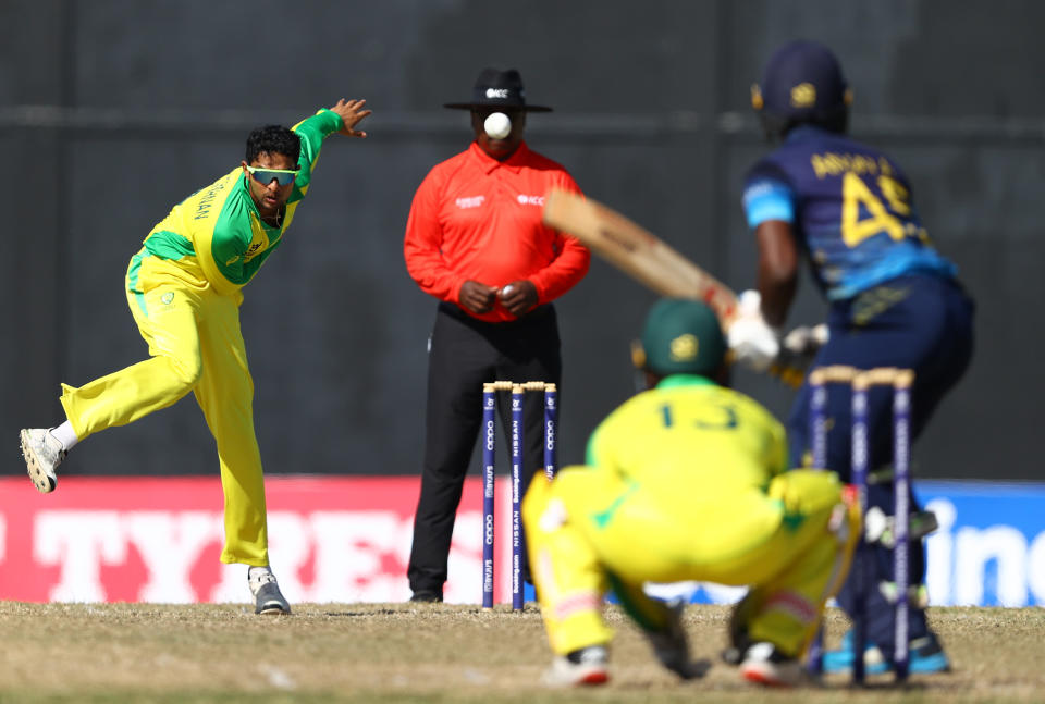 Nivethan Radhakrishnan, pictured here in action for Australia against Sri Lanka at the U19 Cricket World Cup.