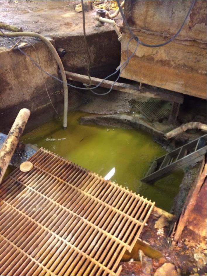 A pit dug into the basement of Electro-Plating Service's Inc.'s building on 10 Mile Road in Madison Heights, where the owner allegedly dumped hazardous chemicals illegally, was discovered by state and federal regulators in 2016 inspections.