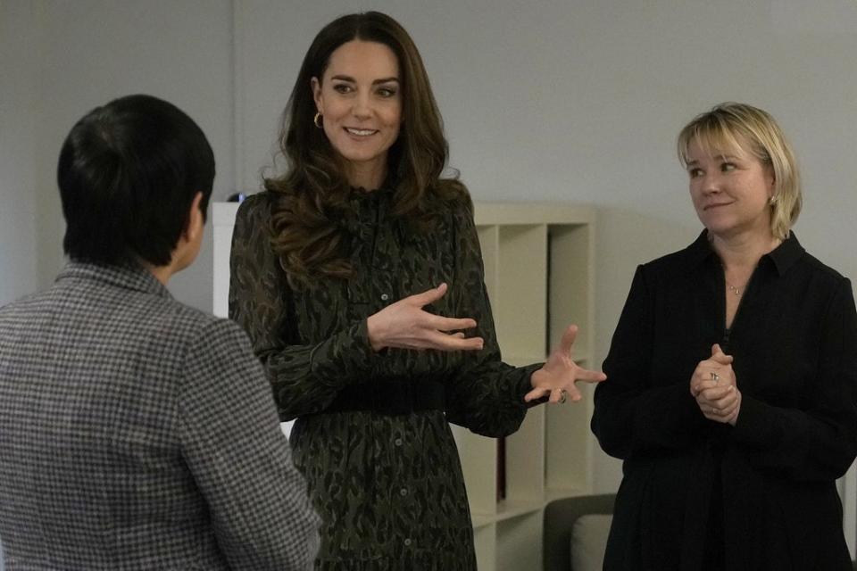 The Duchess of Cambridge during a visit to Shout in London to mark the mental health text service reaching over one million conversations with those in need (Alastair Grant/PA) (PA Wire)