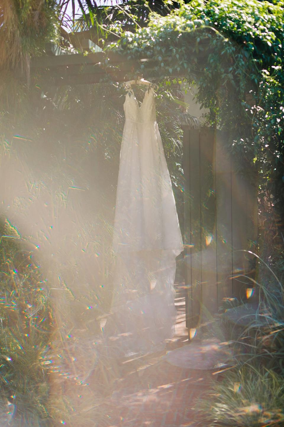 The bride combined California cool with English tradition, wore two Carolina Herrera dresses, and drove off in a vintage Porsche.