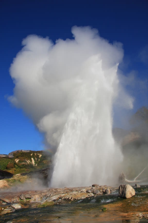 Velikan Geyser, one of the largest geysers in the famed Valley of the Geysers on Russia's volcanic Kamchakta Peninsula.