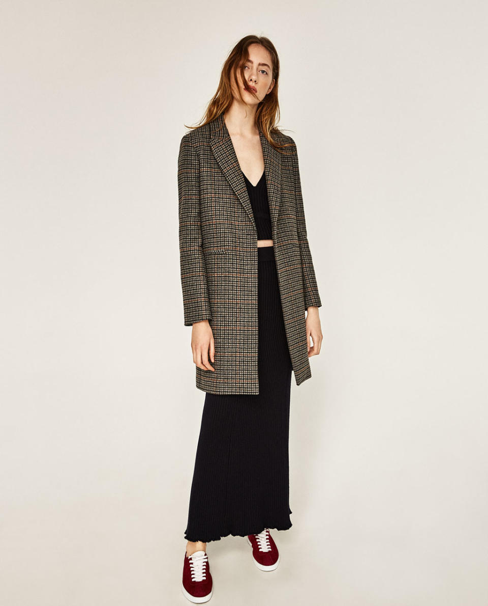 <p><a rel="nofollow noopener" href="http://www.zara.com/us/en/woman/outerwear/view-all/masculine-checked-coat-c733882p4156012.html" target="_blank" data-ylk="slk:Masculine Checked Coat, $189;elm:context_link;itc:0;sec:content-canvas" class="link ">Masculine Checked Coat, $189</a></p> <ul> <strong>Related Articles</strong> <li><a rel="nofollow noopener" href="http://thezoereport.com/fashion/style-tips/box-of-style-ways-to-wear-cape-trend/?utm_source=yahoo&utm_medium=syndication" target="_blank" data-ylk="slk:The Key Styling Piece Your Wardrobe Needs;elm:context_link;itc:0;sec:content-canvas" class="link ">The Key Styling Piece Your Wardrobe Needs</a></li><li><a rel="nofollow noopener" href="http://thezoereport.com/beauty/makeup/anastasia-beverly-hills-lip-palette/?utm_source=yahoo&utm_medium=syndication" target="_blank" data-ylk="slk:Anastasia Beverly Hills’ Latest Launch Could Be The Next Cult Product;elm:context_link;itc:0;sec:content-canvas" class="link ">Anastasia Beverly Hills’ Latest Launch Could Be The Next Cult Product</a></li><li><a rel="nofollow noopener" href="http://thezoereport.com/fashion/style-tips/winter-layering-outfit-ideas/?utm_source=yahoo&utm_medium=syndication" target="_blank" data-ylk="slk:4 Fashion-Girl Layering Tricks That'll Actually Keep You Warm This Winter;elm:context_link;itc:0;sec:content-canvas" class="link ">4 Fashion-Girl Layering Tricks That'll Actually Keep You Warm This Winter</a></li></ul>