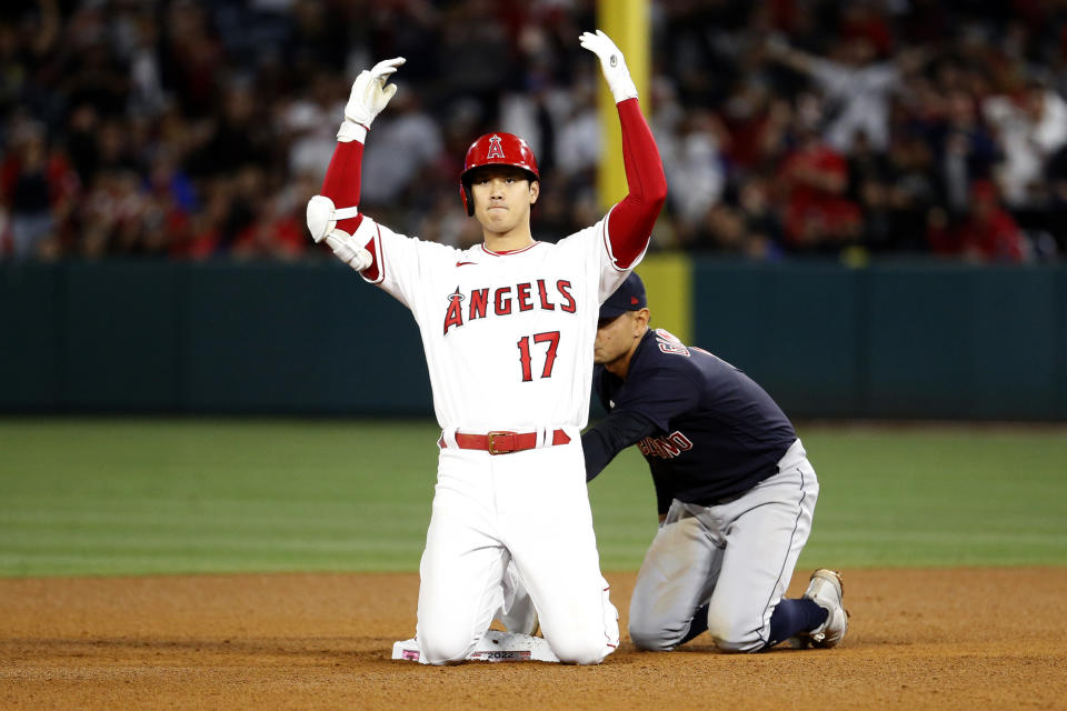 Shohei Ohtani and the Angels are leading the AL West after April. (Gary Coronado / Los Angeles Times via Getty Images)