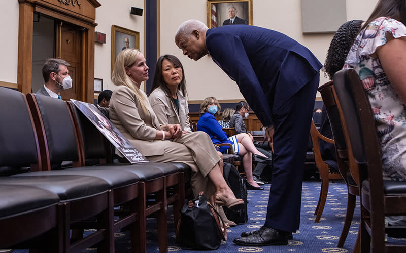 Rep. Hank Johnson (D-Ga.) speaks to Kristin Song