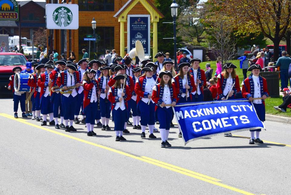 Mackinaw City students take part in the annual Memorial Day parade.