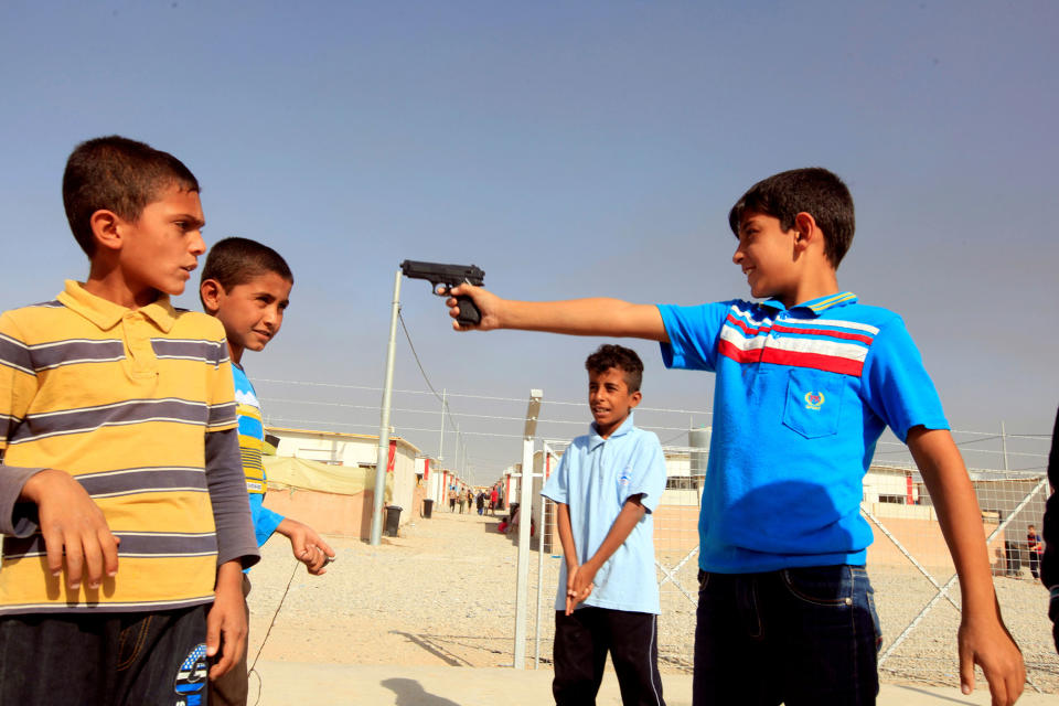 Displaced children play at Deepaka camp