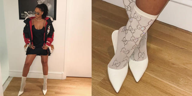 Rihanna Wore $1,340 Gucci Socks With Mules