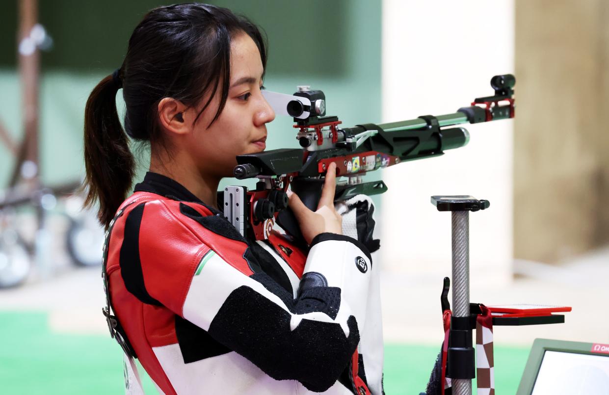 Luyao Wang of China during the 10m Air Rifle Women's Qualification of the Shooting events of the Tokyo 2020 Olympic Games (EPA)