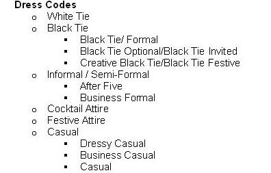 dress code list