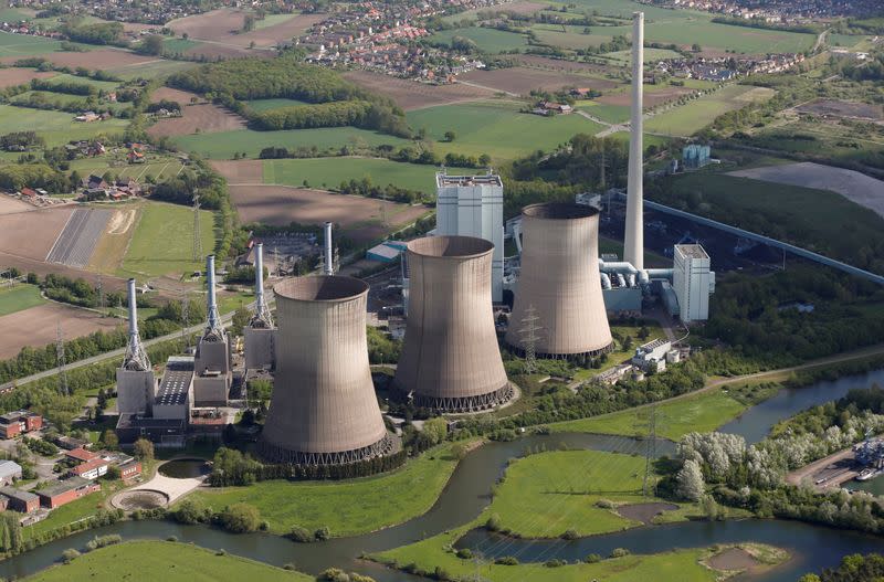 FILE PHOTO: An aerial picture shows the four natural-gas power plants "Gersteinwerk" of Germany's RWE Power near the western German city of Hamm