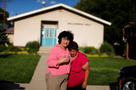 <p>Immigrant Rosa Sabido, 53, (L) who lives in sanctuary in the United Methodist Church while facing deportation, says goodbye to her mother Blanca Estela Valdivia, 70, in Mancos, Colo., July 19, 2017. (Photo: Lucy Nicholson/Reuters) </p>