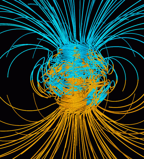 Supercomputer model of Earth's magnetic field.