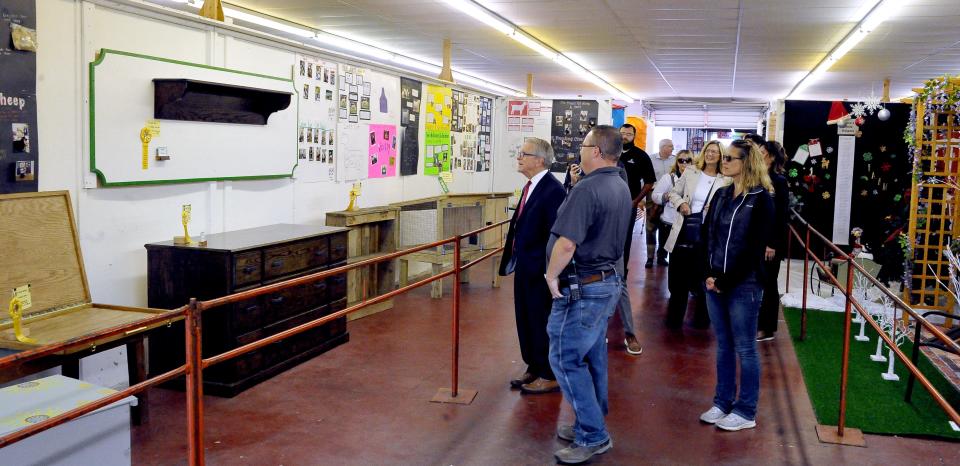 Gov. Mike DeWine toured the 4-H building at the Wayne County Fair on Tuesday.