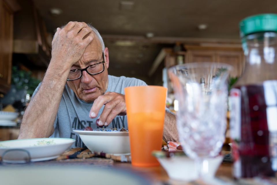 Jack Hanna was diagnosed with Alzheimer's on Oct. 3, 2019. He didn’t use the Alzheimer’s word that day and asked his wife, Suzi, to promise to never tell anyone about the diagnosis for fear of losing the life that meant so much to him. In this photo, he munches on grapes during his afternoon u0022breakfastu0022 on May 2.