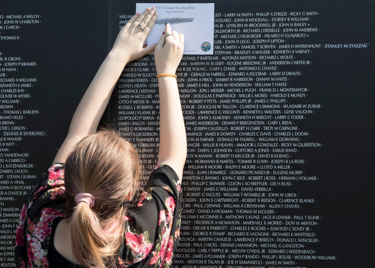 The American Veterans Traveling Tribute Vietnam Wall visited the VA Memorial Stadium in Chillicothe on Sept. 20, 2018. The same wall will be set up at the Ashland County Airport Aug. 3-6.