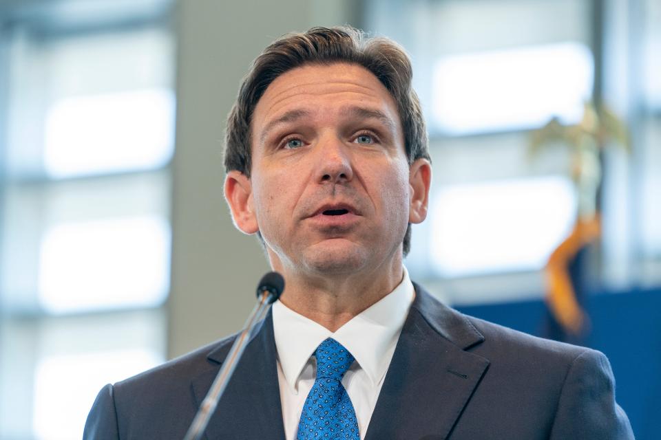 Florida Gov. Ron DeSantis seen April 21 in Maryland.