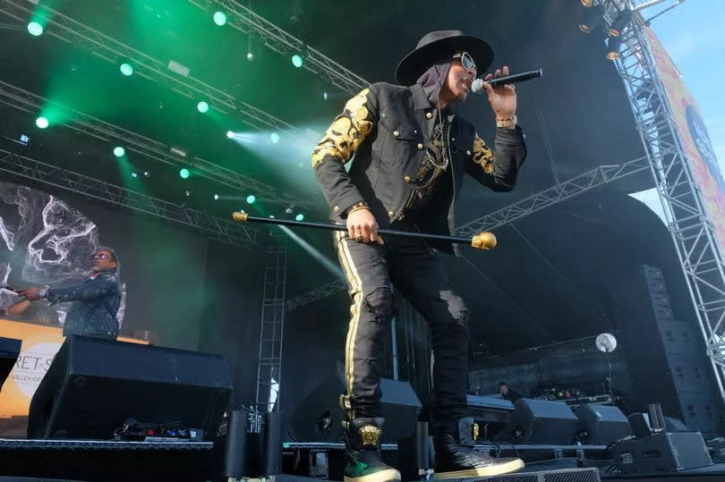 Rapper Hen Dogg of The Sugarhill Gang performs at Secret Solstice Festival, June 2019