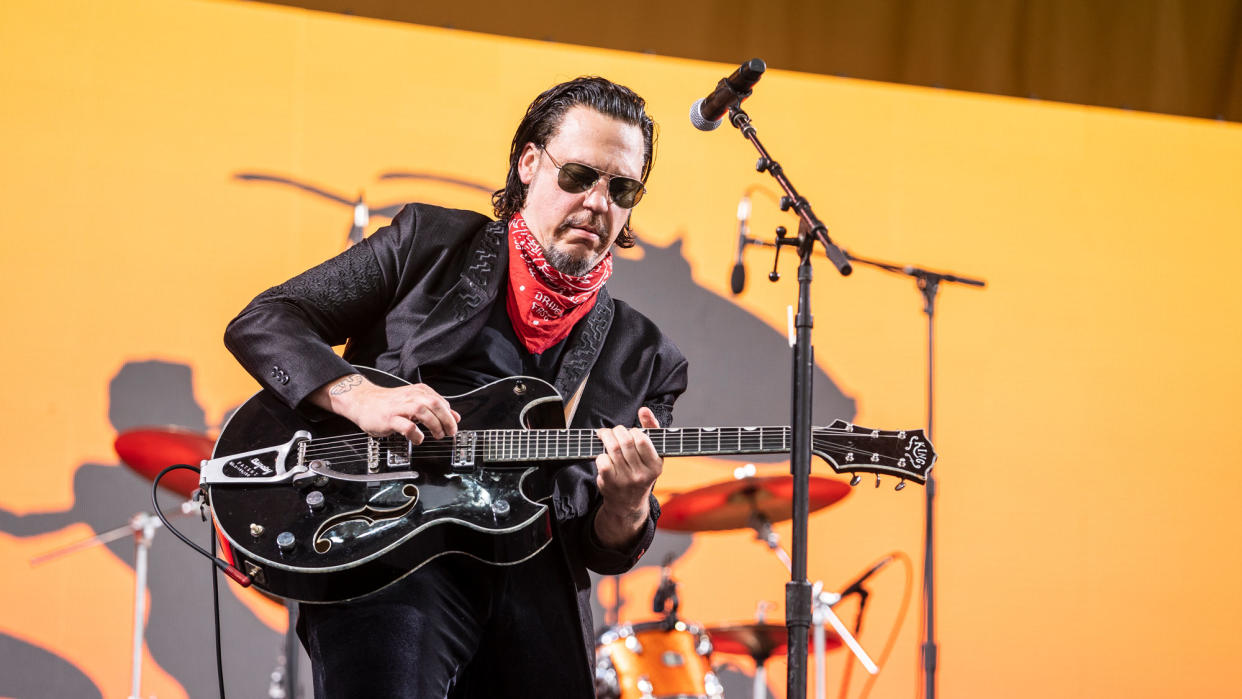  Jesse Dayton performs on Day Two of 2023 New Orleans Jazz & Heritage Festival at Fair Grounds Race Course on April 29, 2023 in New Orleans, Louisiana. 