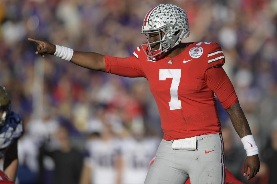 Ohio State quarterback Dwayne Haskins wore No. 7 at Ohio State in part because of his admiration of John Elway. (AP)